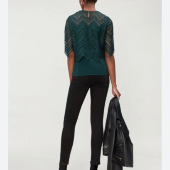 Maje Losa Layered Lace Top in Vert Size 1/36/S - Picture 2 of 11